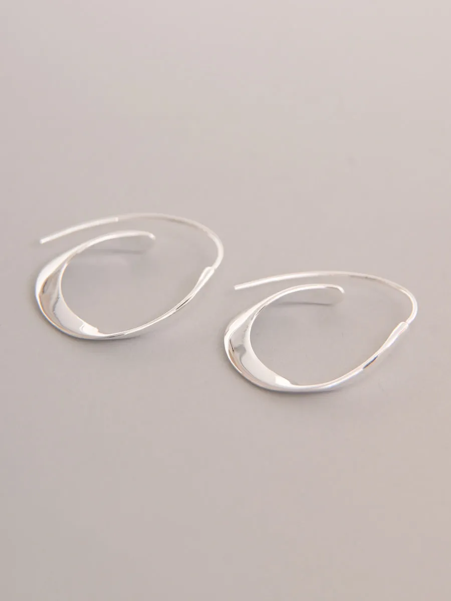 Sterling Silver Organic Curve Hoop Earrings