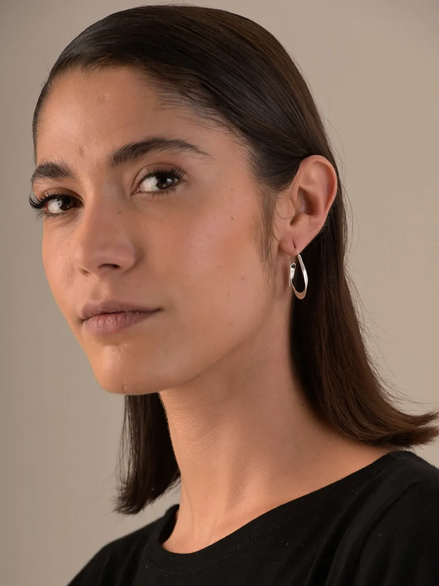 Sterling Silver Organic Curve Hoop Earrings