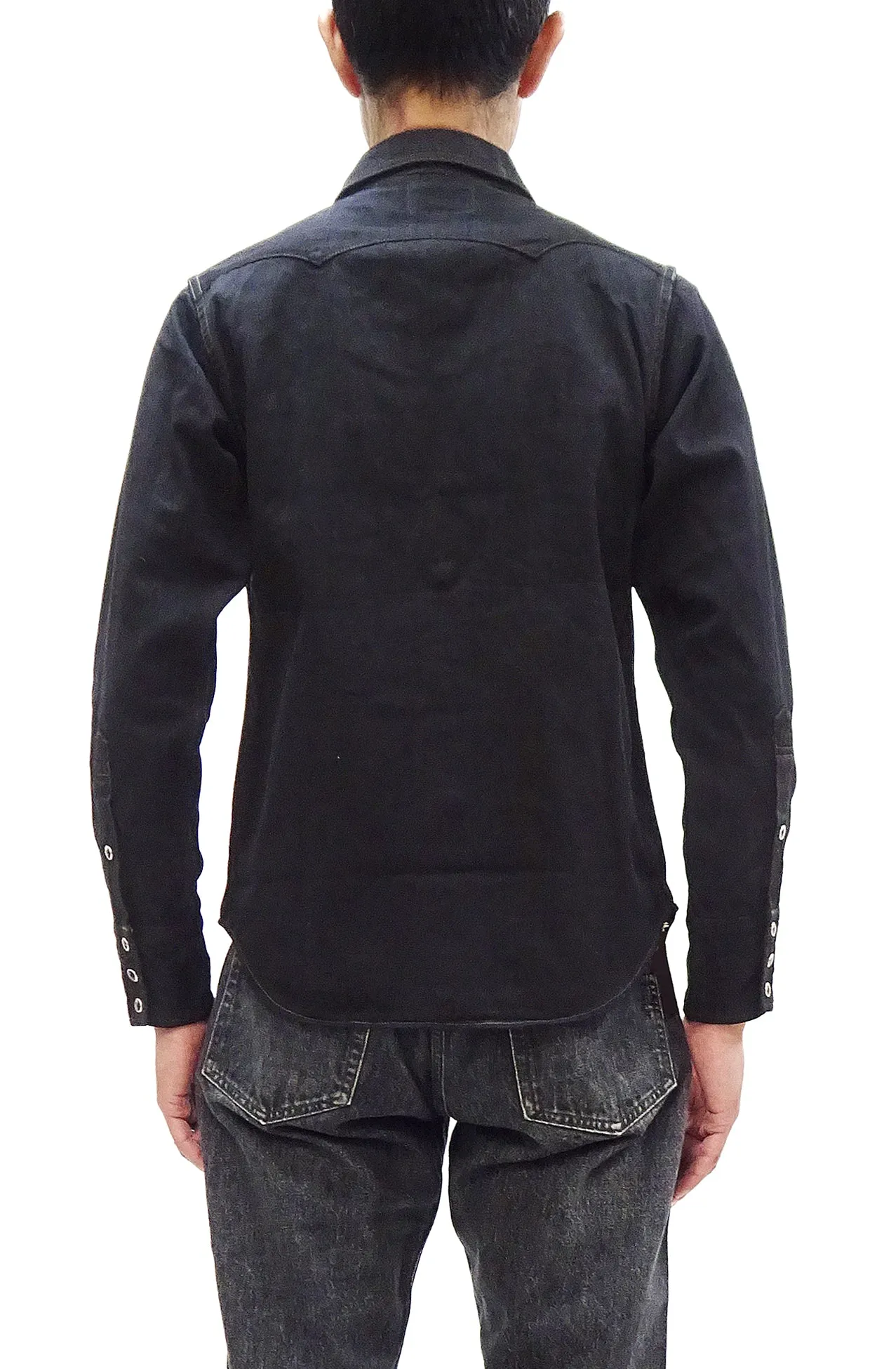 Studio D'artisan Black Western Shirt Men's Casual Amami Mud-Dyed Long Sleeve Snap-Up Shirt SDA SP-124