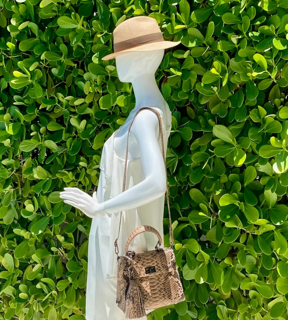 Tan Beige Top Handle Bag