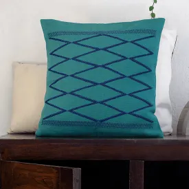 Teal & Indigo Handwoven Tribal Cushion Cover