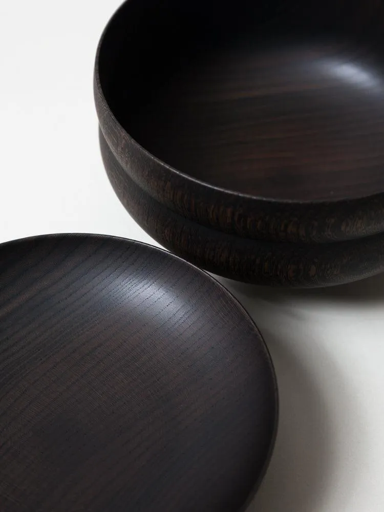 Tsumugi Wooden Bowl with Lid - Gunbai (Black)