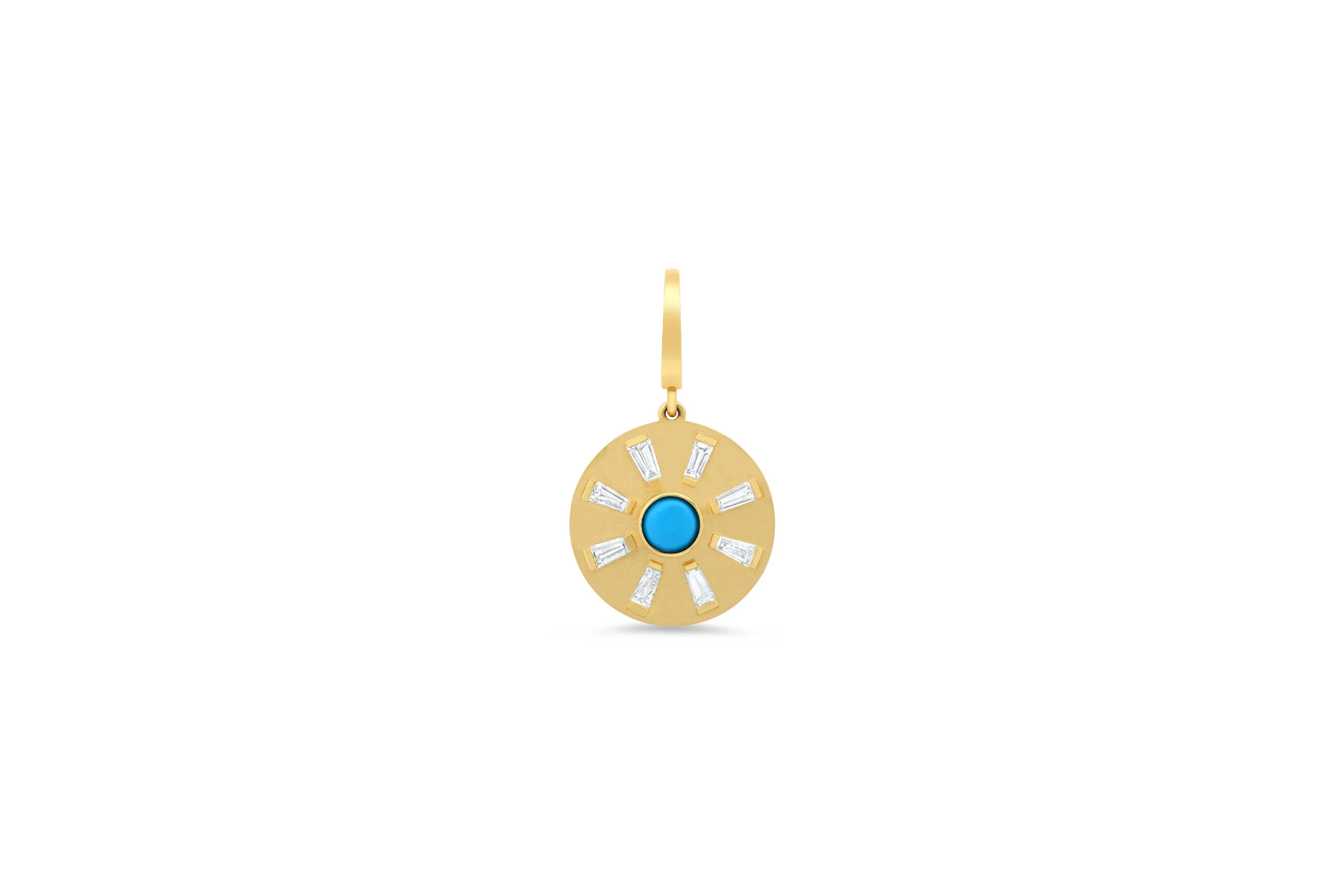 Turquoise Evil Eye With Baguette Ray Disc Charm