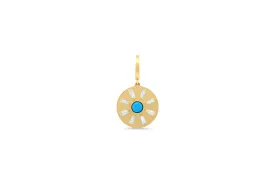 Turquoise Evil Eye With Baguette Ray Disc Charm