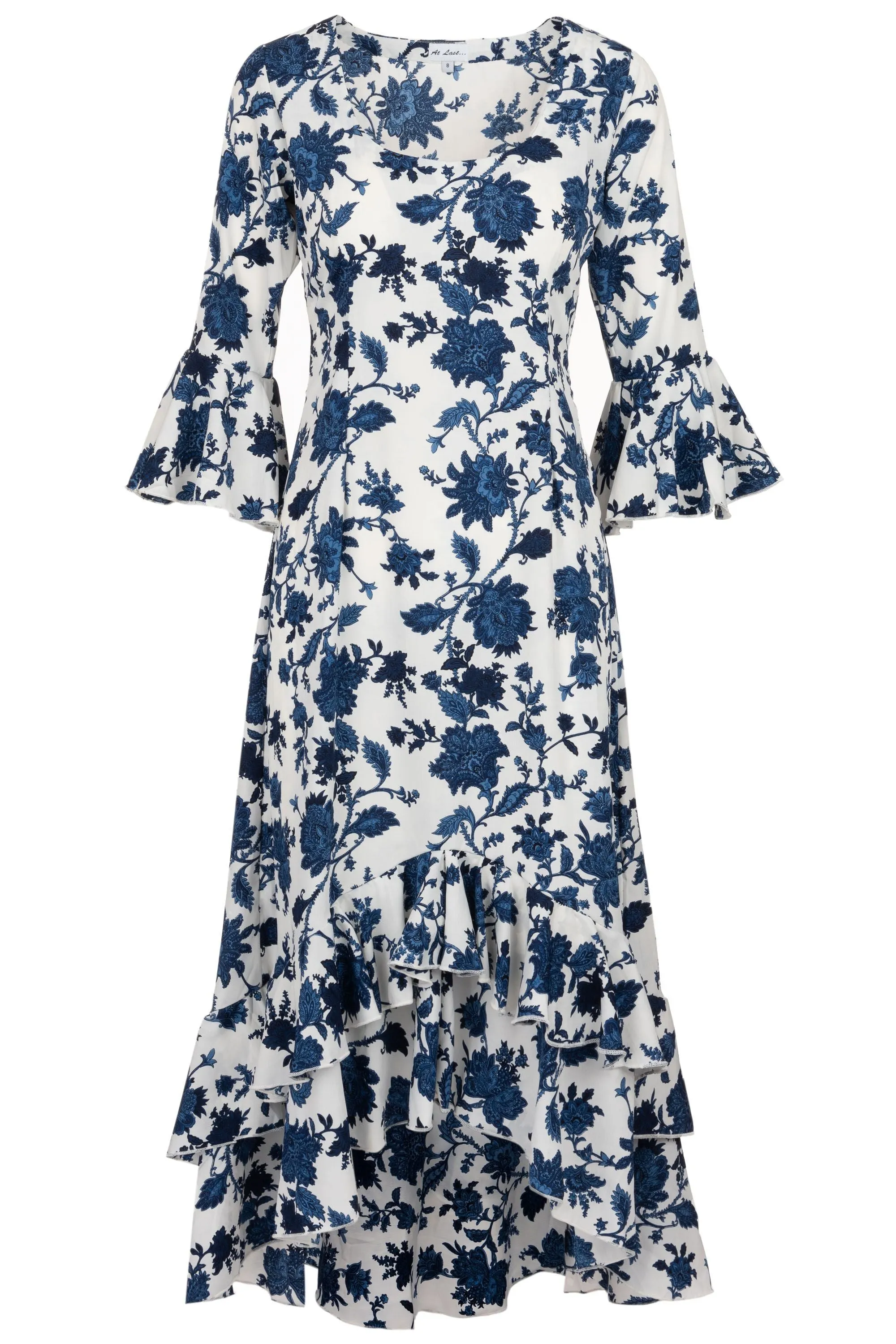 Victoria Midi Dress Blue and White Flower