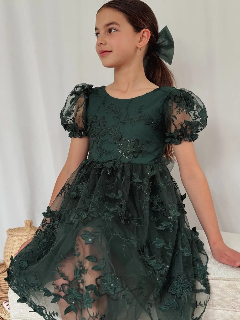 Vienna Girls Green Christmas Dress