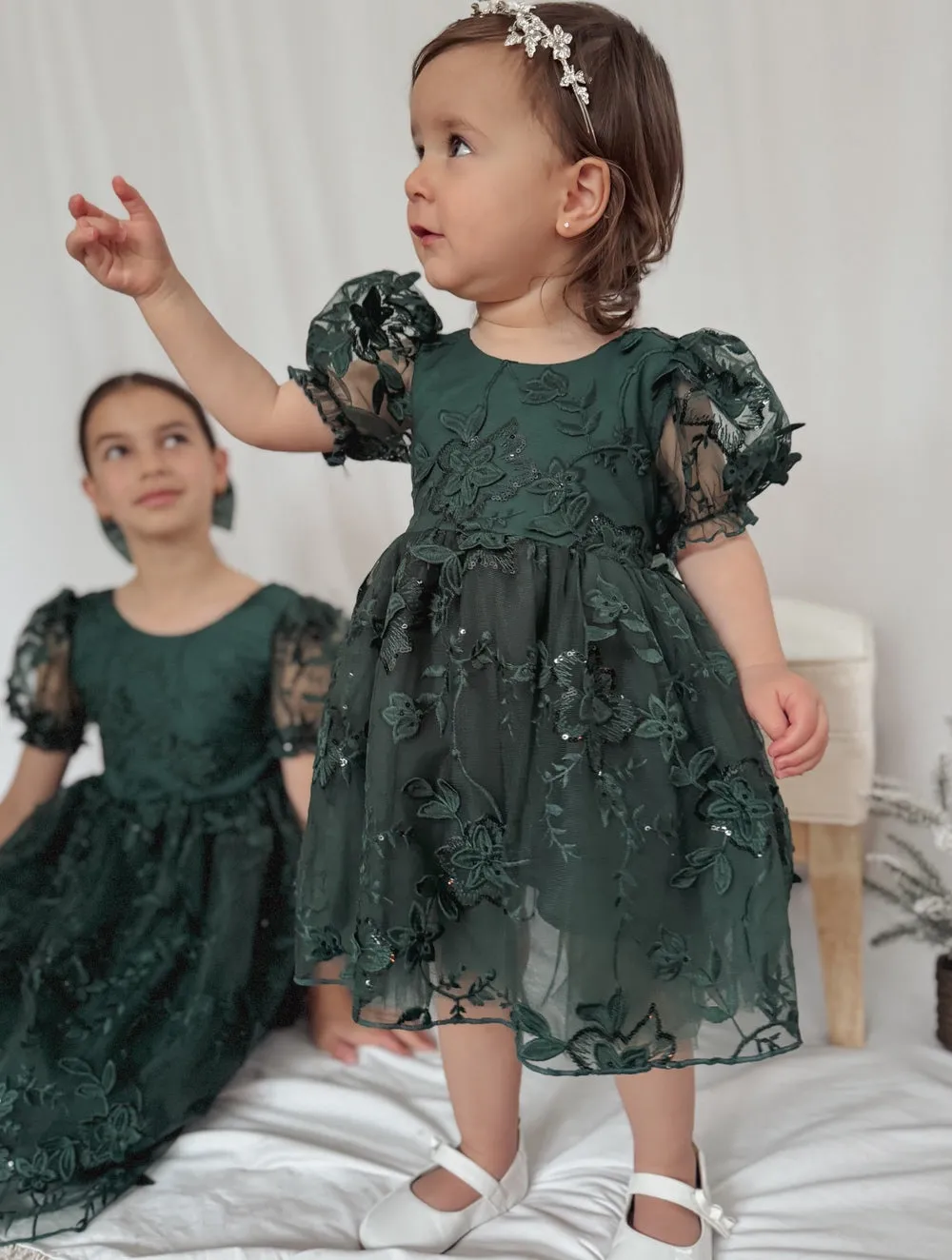 Vienna Girls Green Christmas Dress