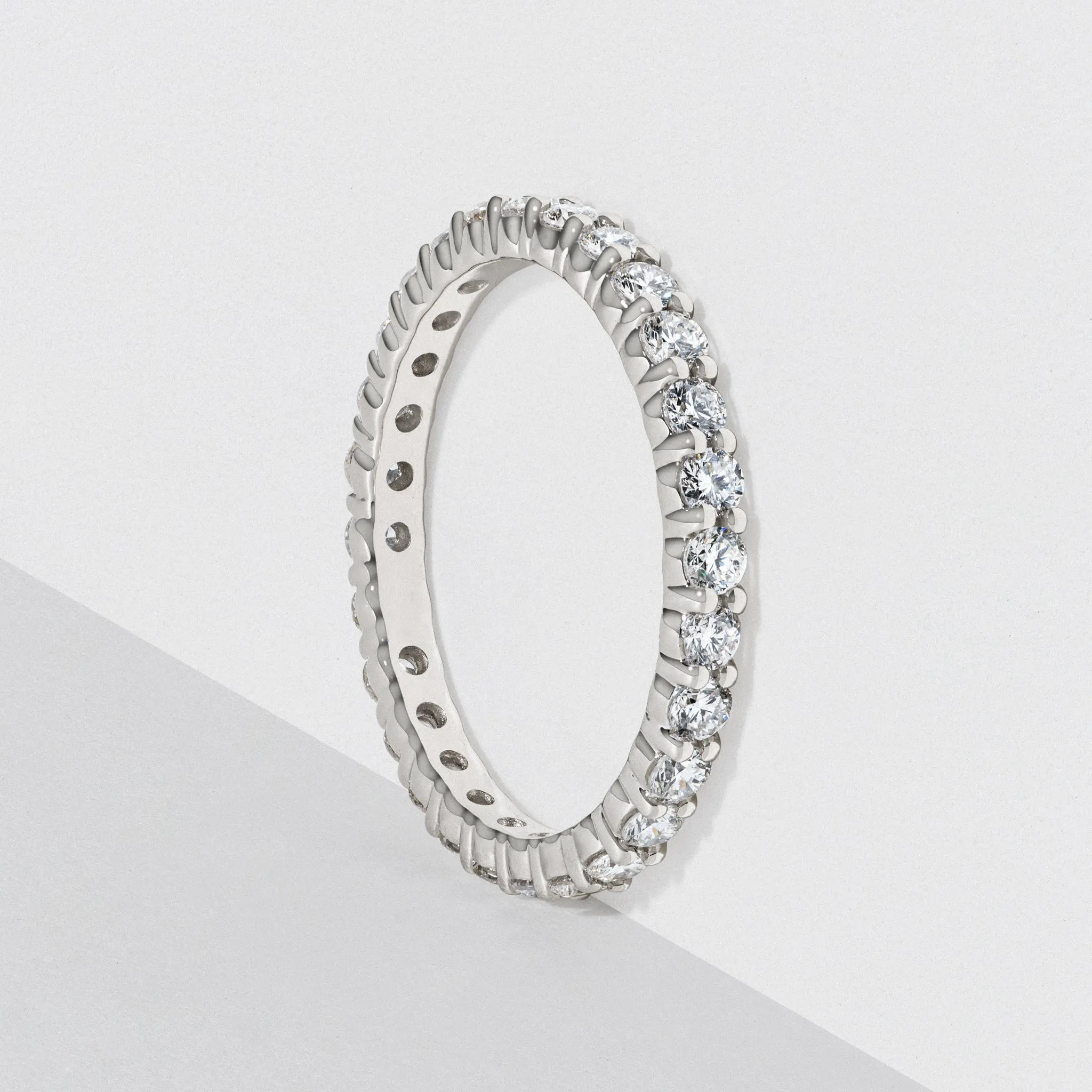 White Gold Diamond Eternity Wedding Band - Polished 2mm