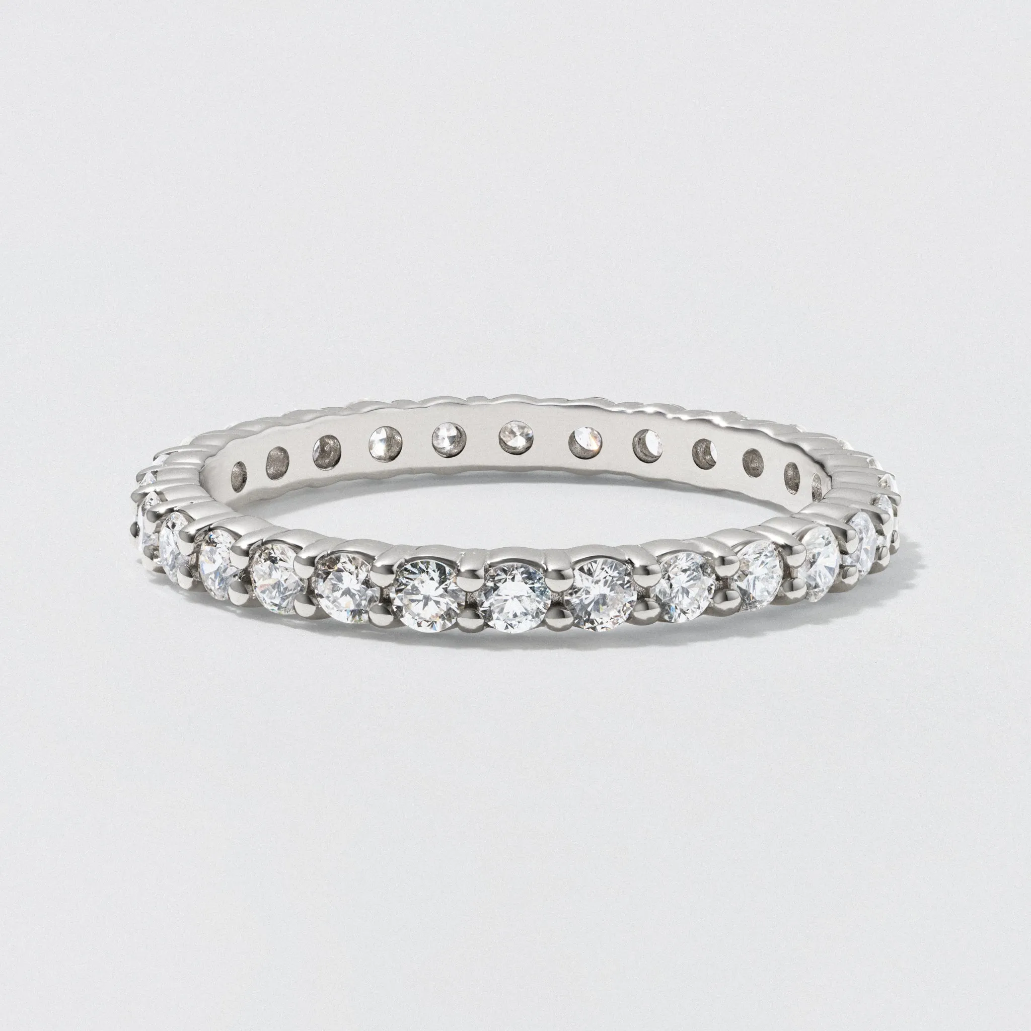 White Gold Diamond Eternity Wedding Band - Polished 2mm