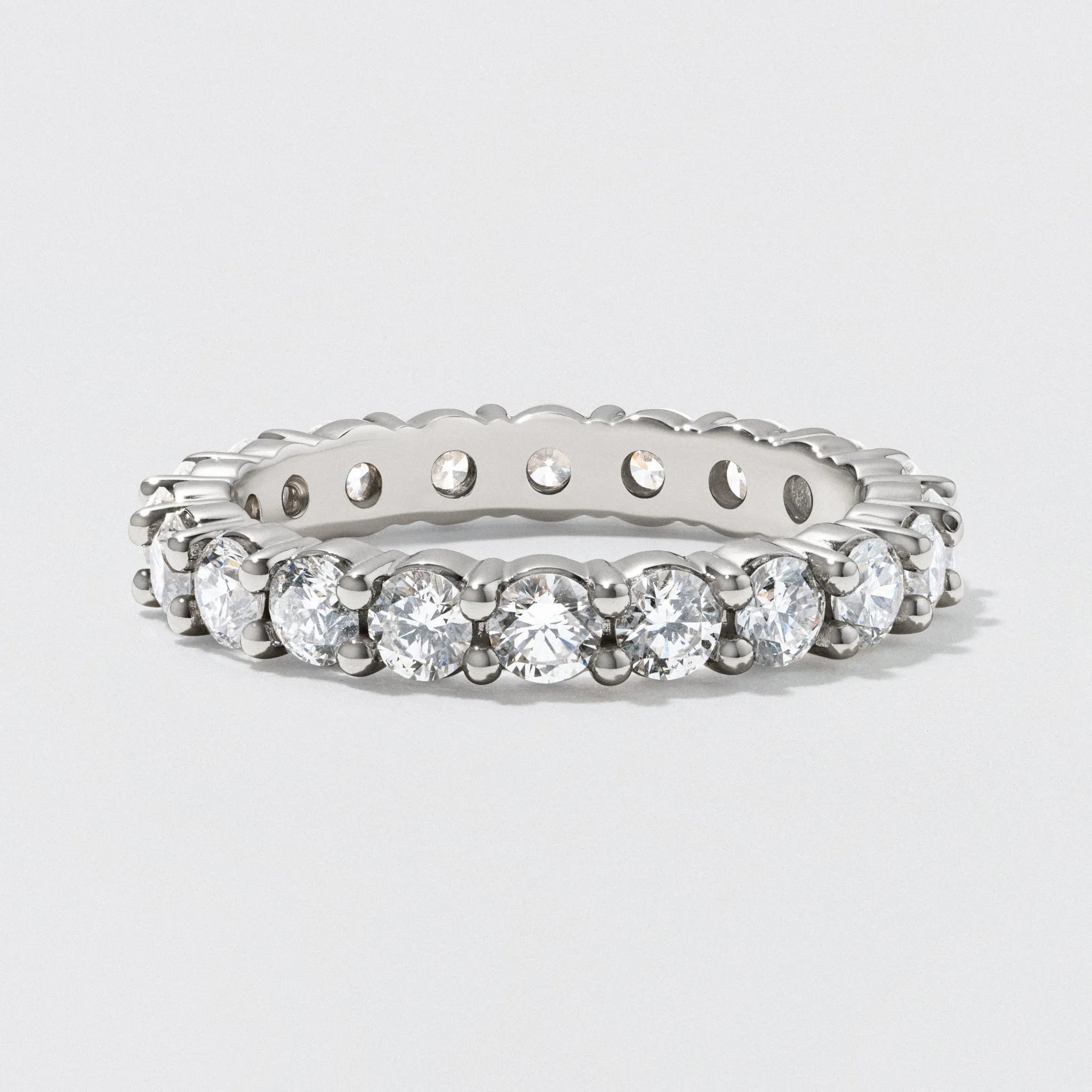 White Gold Diamond Eternity Wedding Band - Polished 3mm