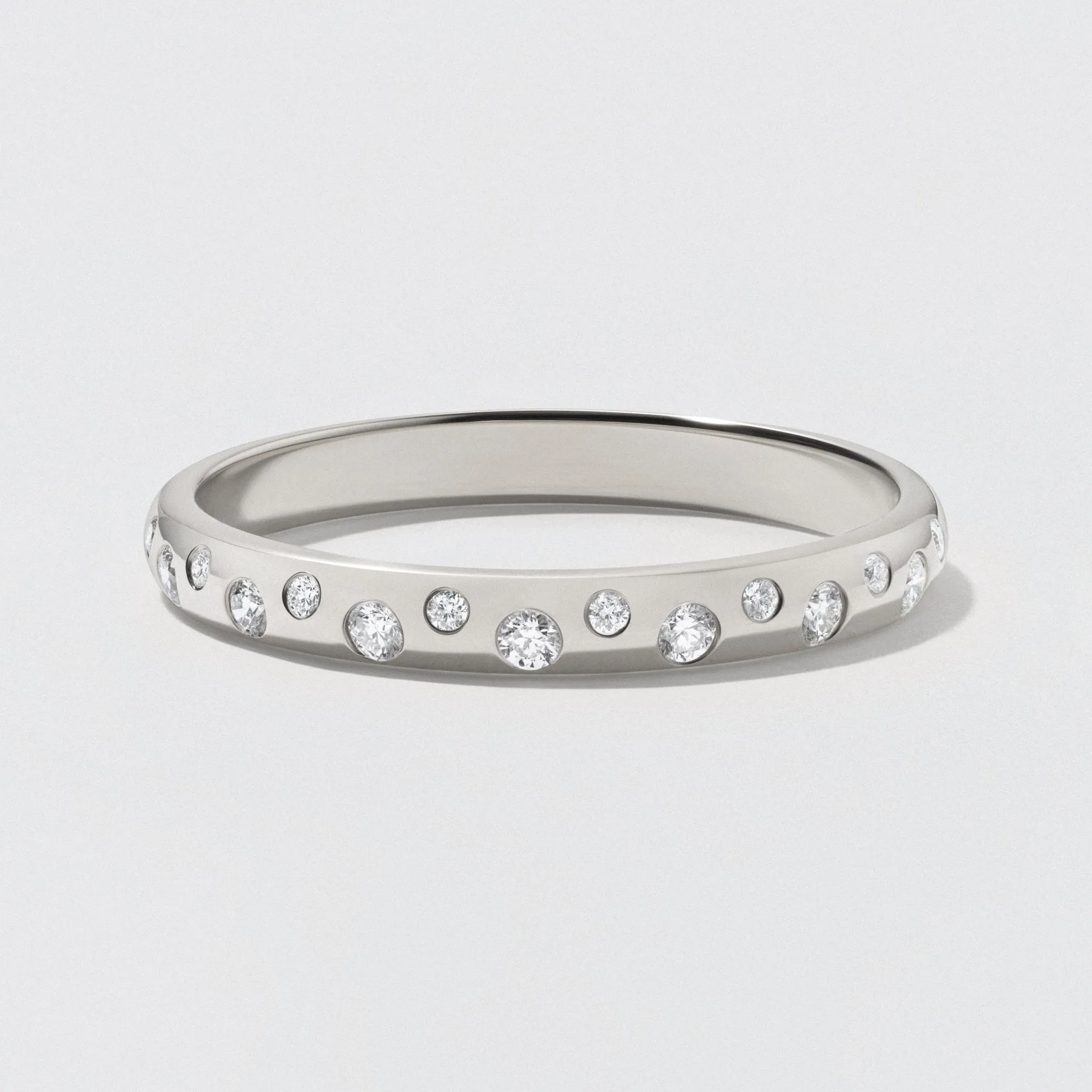 White Gold Scattered Diamond Wedding Band - Polished 2.5mm