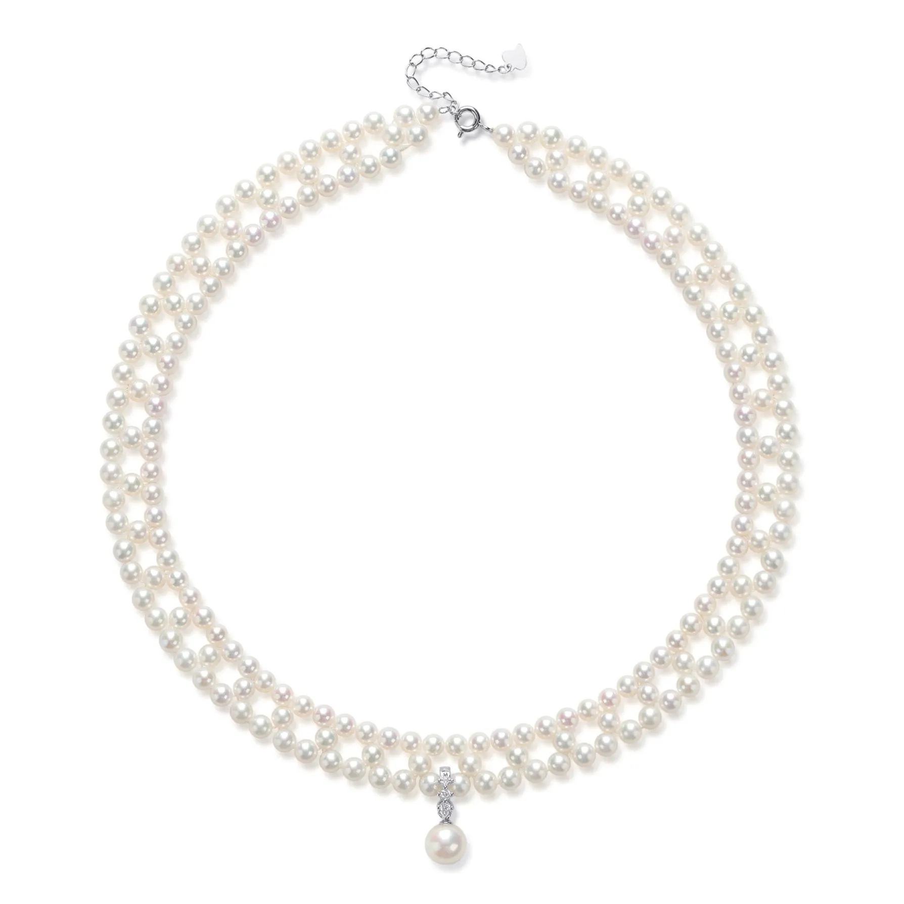 Woven Freshwater Pearl Pendant Strands Necklace